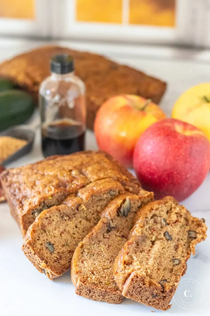 Apple Zucchini Bread sliced loaf 