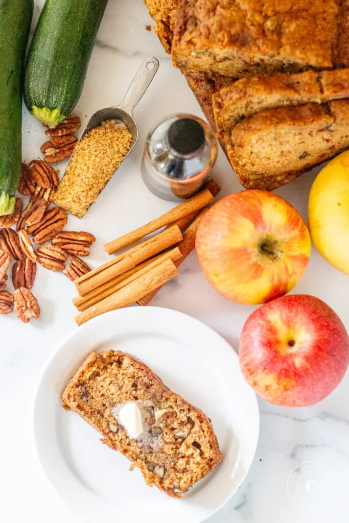 Apple Zucchini Bread with ingredients