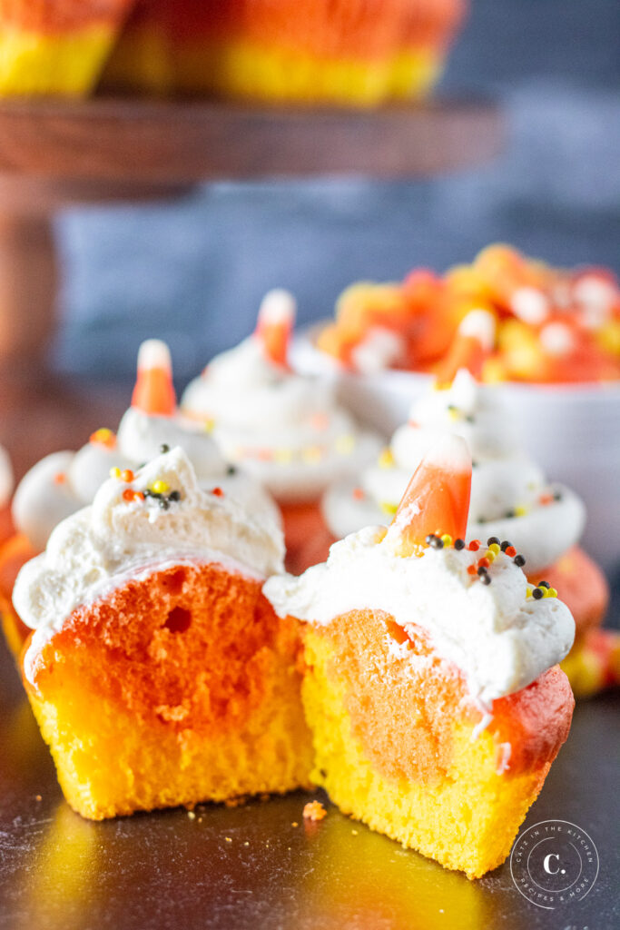 Candy Corn Cupcakes cup open 