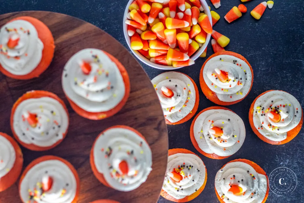 batch of Candy Corn Cupcakes
