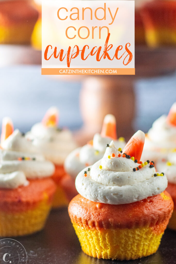 Candy Corn Cupcakes with frosting 