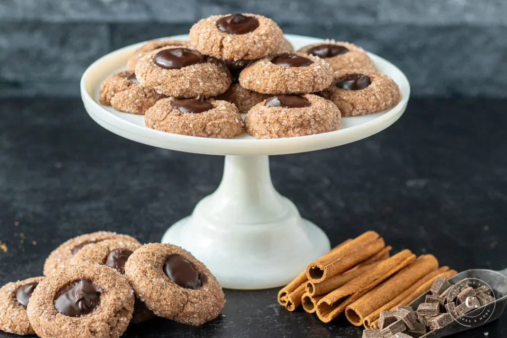 Double Chocolate Thumbprint Cookies with ingredients 