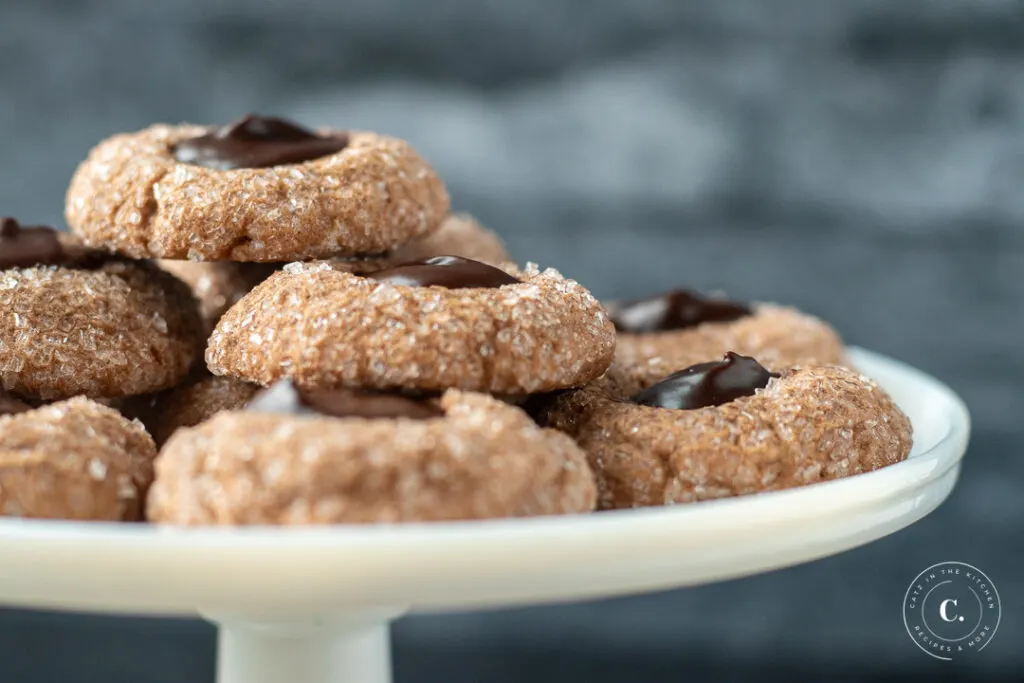 Double Chocolate Thumbprint Cookies on a platter