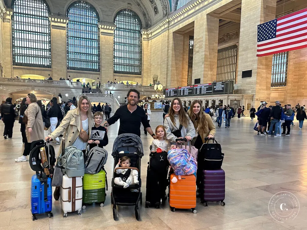 Our family with luggage at Grand Central Terminal 