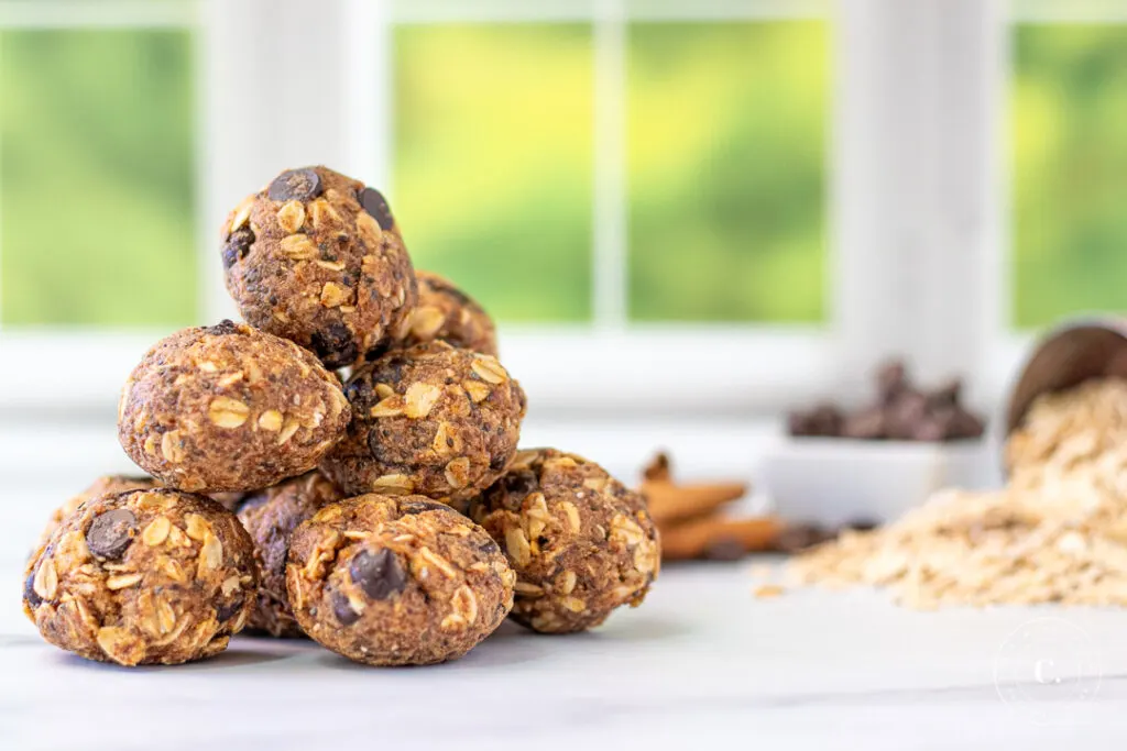 No-Bake Protein Balls on counter 