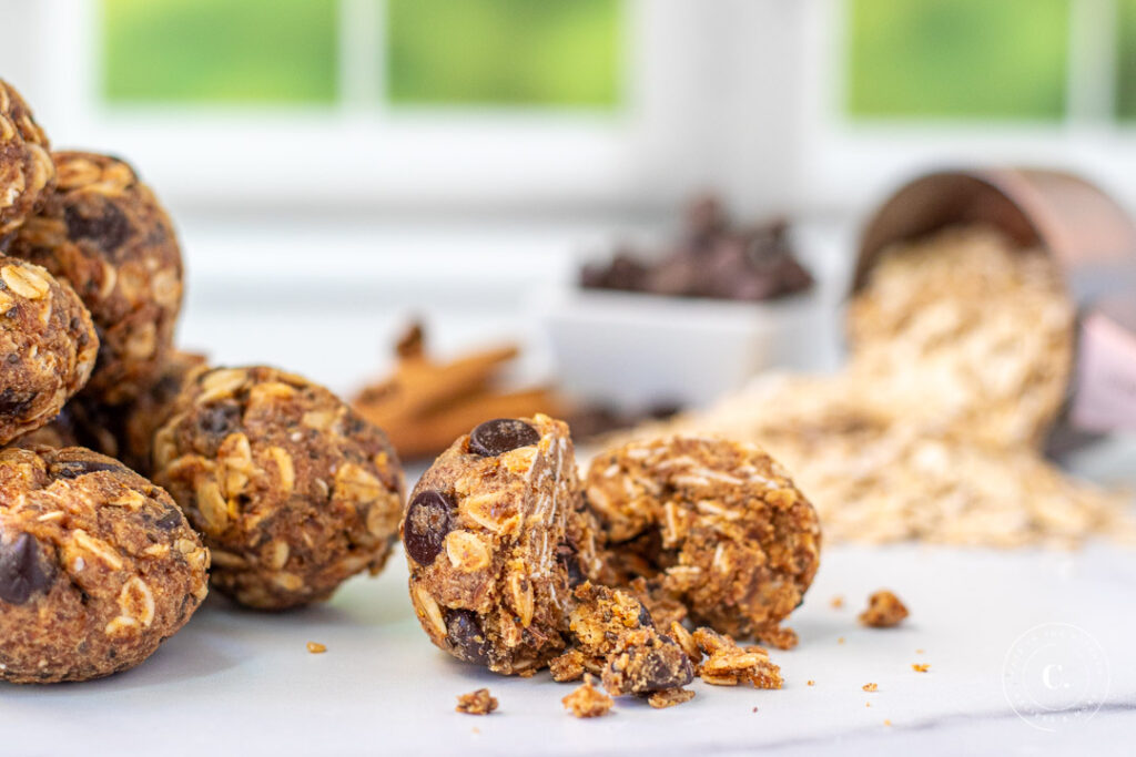 No-Bake Protein Balls with ingredients 