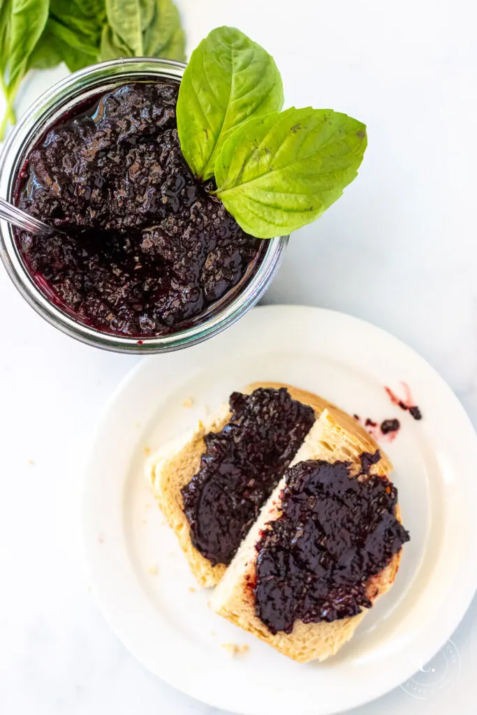 Blackberry and Basil Jam with toast 