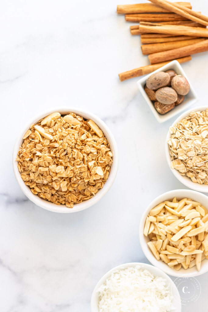 Almond Chai Granola in a bowl 